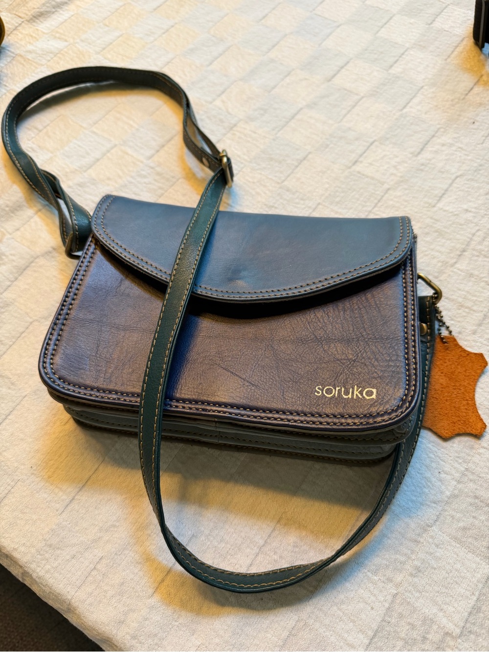 Soruka Leather Navy Crossbody Bag for Women